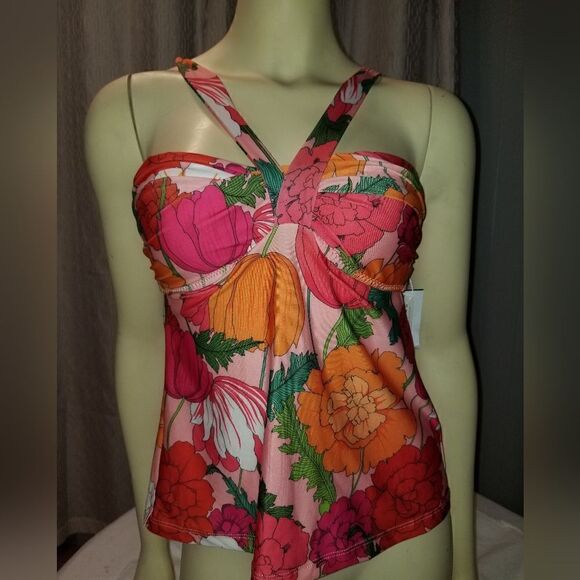 Trina Turk NWT Sunny Bloom Convertible Tankini Size 6 Lightly Padded top only - Picture 13 of 13